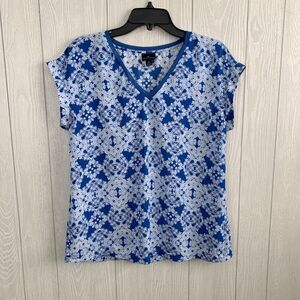 Worthington Blue V-Neck Sleeveless Top Size Large